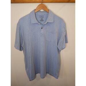 L.L.BEAN Men's Light Blue Cotton Polo Shirt Size Large Preppy Coastal Classic